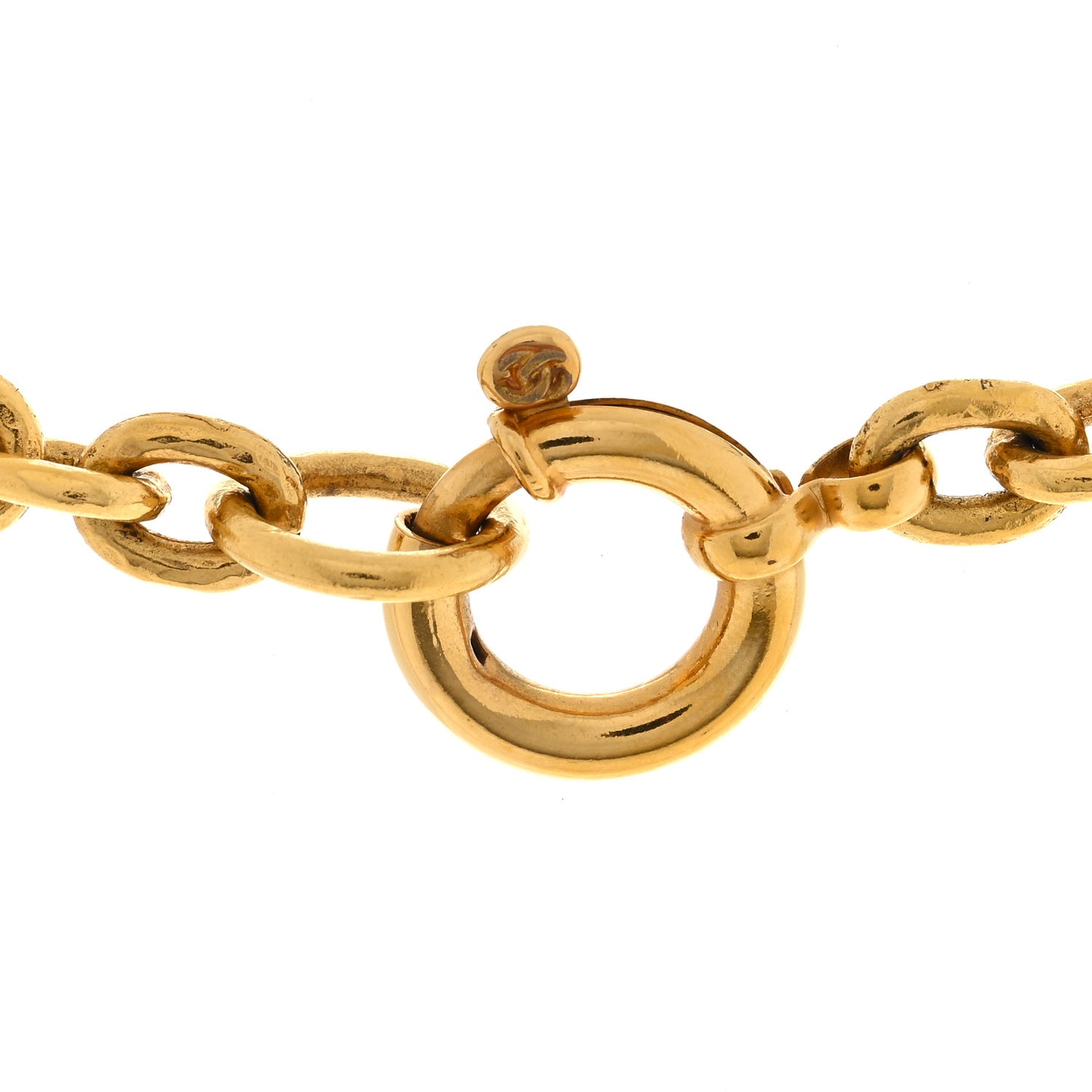 CC Chain Pendant Long Necklace Gold