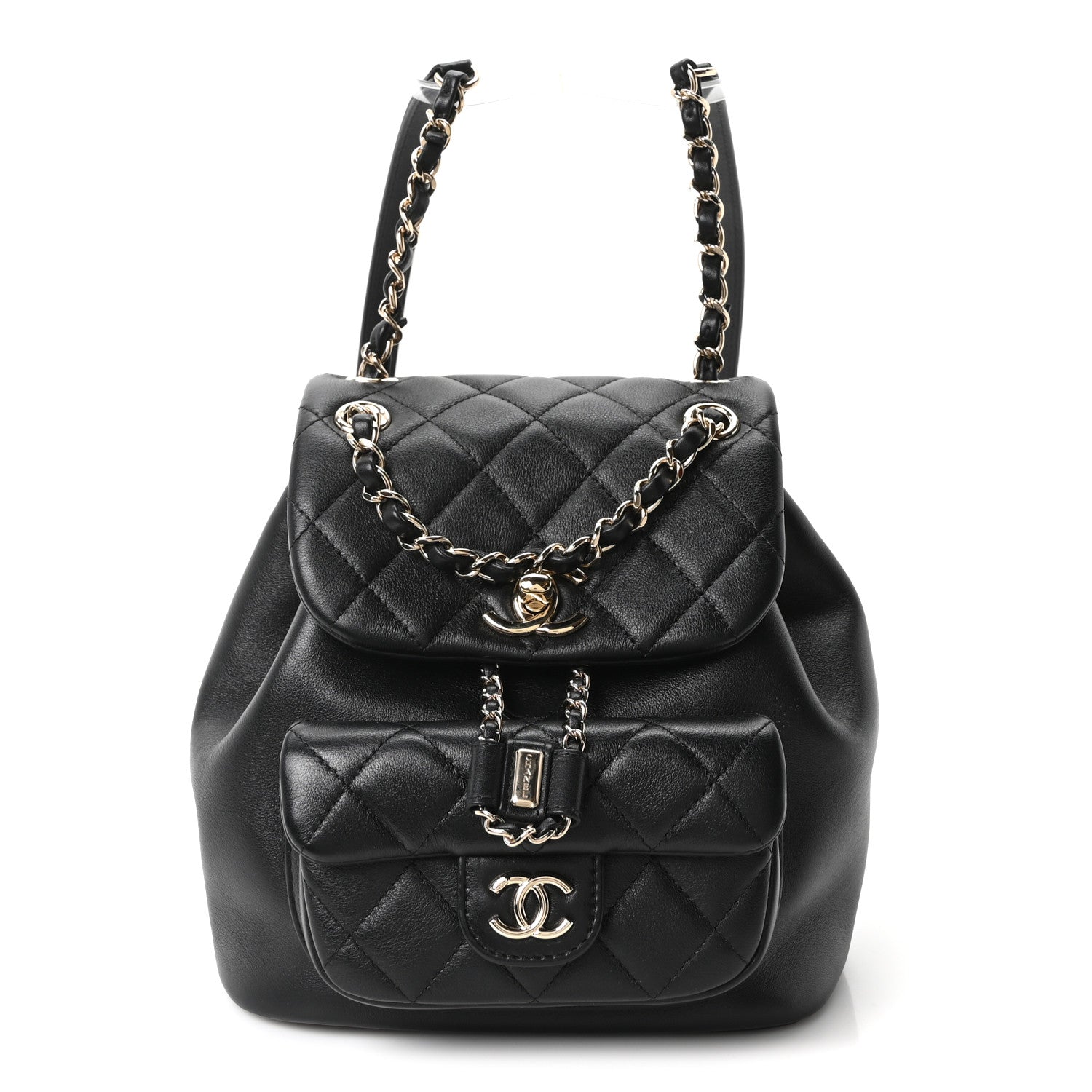 Chanel Lambskin Quilted Small Duma Drawstring Backpack Black 1 of 9
