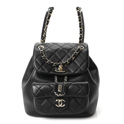 Chanel Lambskin Quilted Small Duma Drawstring Backpack Black 1 of 9