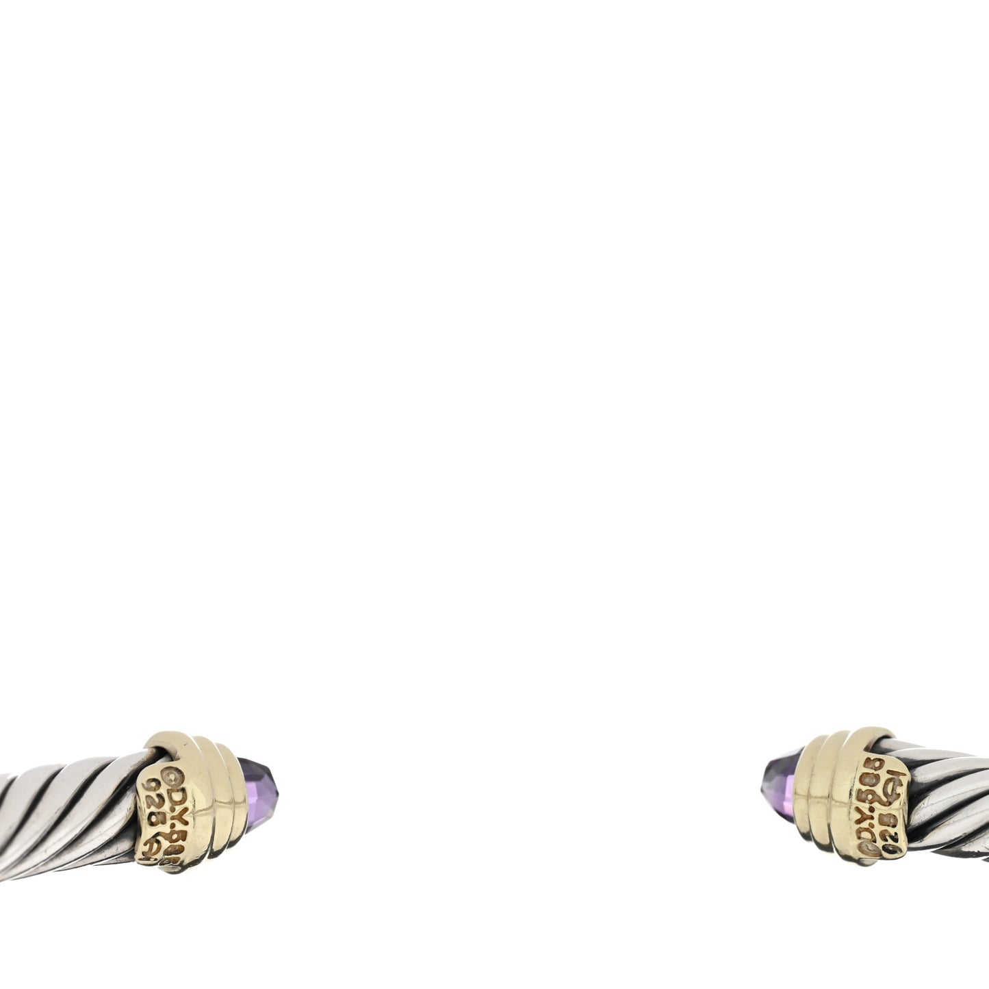 Sterling Silver 14K Yellow Gold Amethyst 5mm Cable Classics Petite Color Bracelet