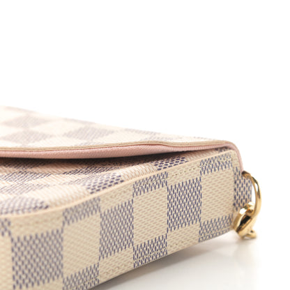 Louis Vuitton Damier Azur Pochette Felicie Chain Wallet Rose Ballerine 13 of 15