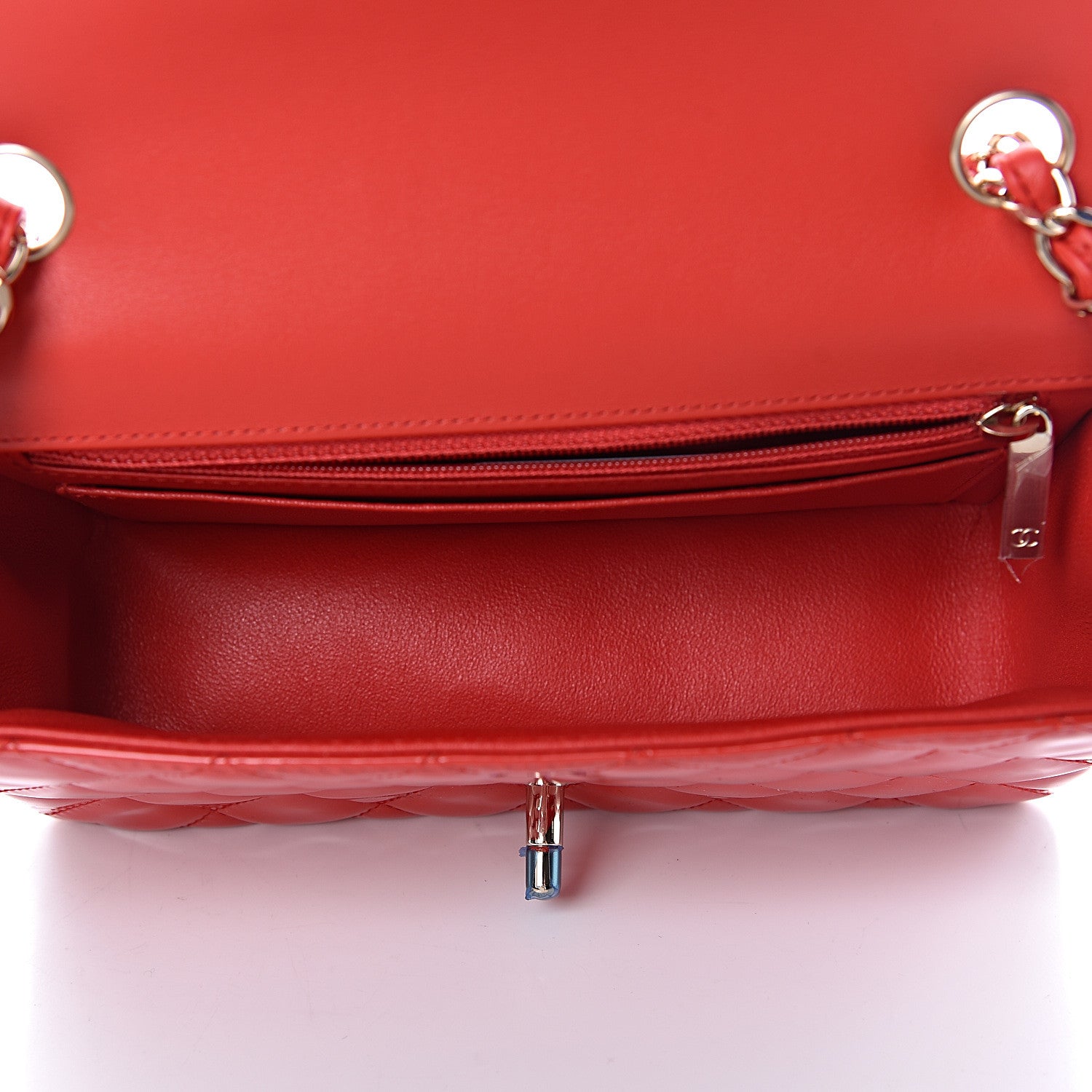 Chanel Patent Calfskin Quilted Mini Rectangular Flap Red 5 of 11