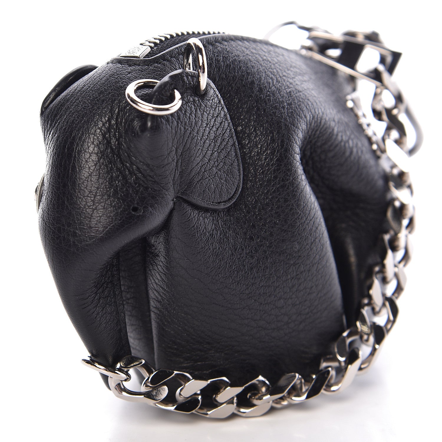 Loewe Calfskin Mini Punk Elephant Coin Purse Bag Charm Black