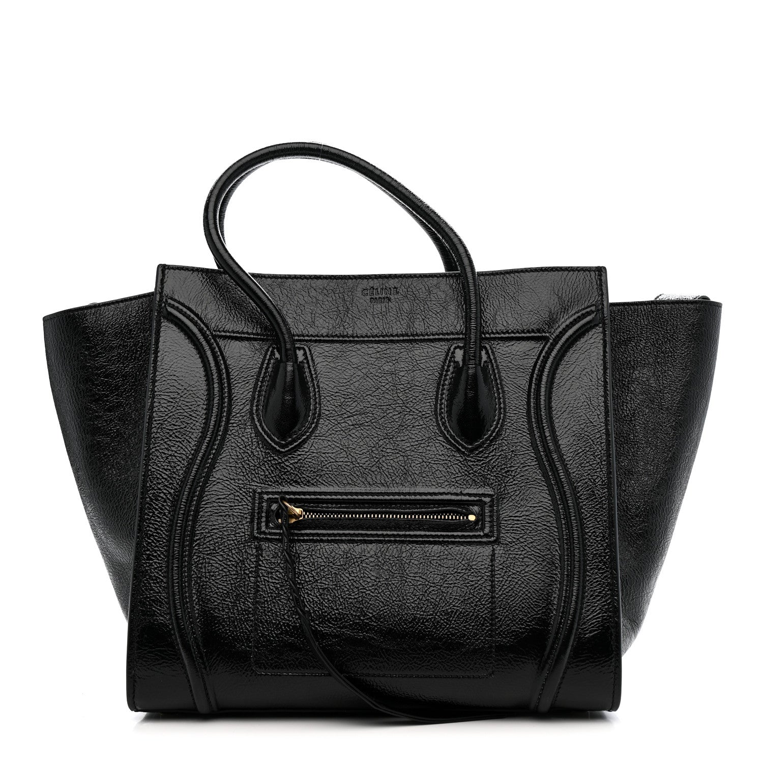 Celine Crinkled Patent Calfskin Medium Phantom Luggage Black 1 of 11
