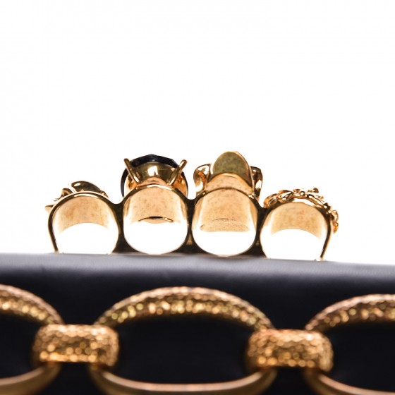Nappa Chain Knuckle Box Clutch Black