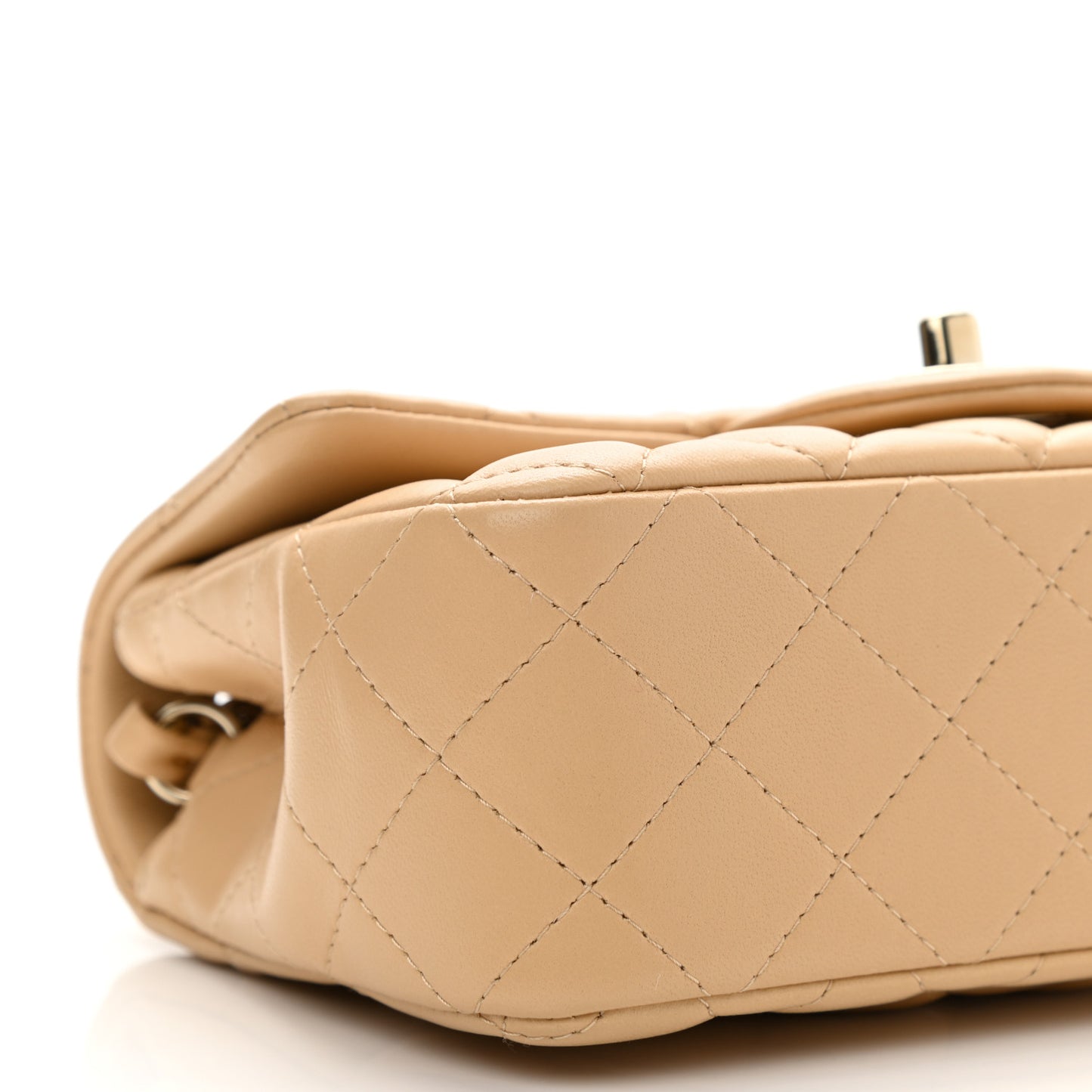Lambskin Quilted Mini Rectangular Flap Beige