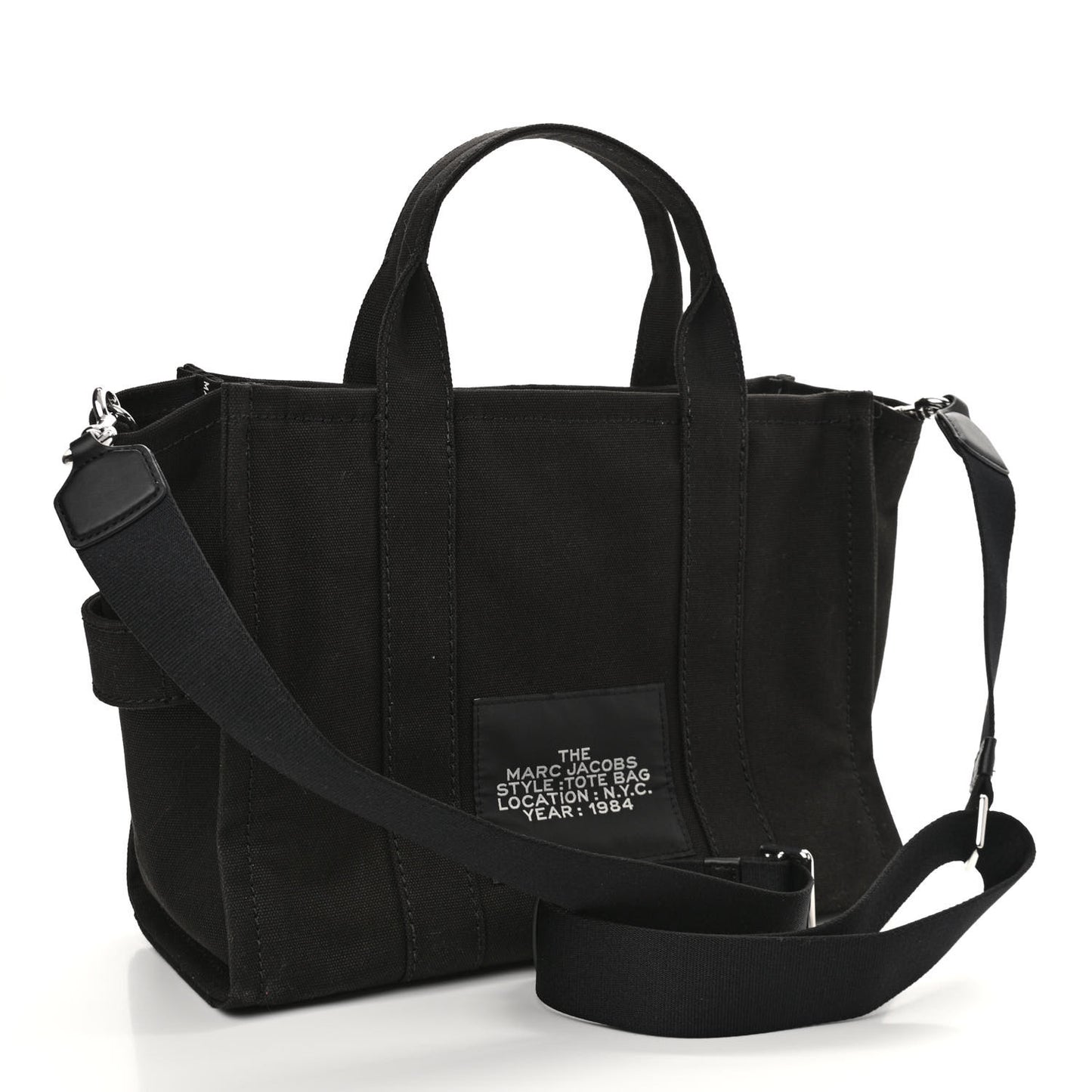 Cotton Canvas Medium The Traveler Tote Bag Black