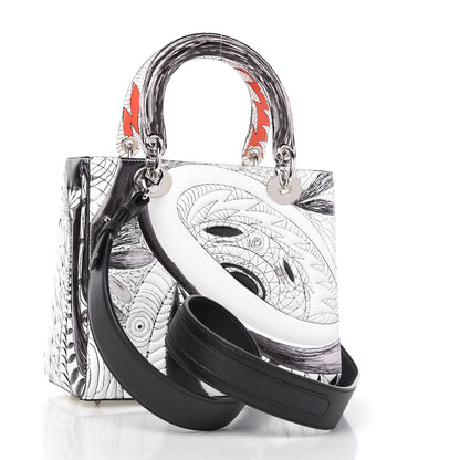 Christian Dior Calfskin Quilted Jack Pierson Art Lady Dior White Black Multicolor 3 of 9