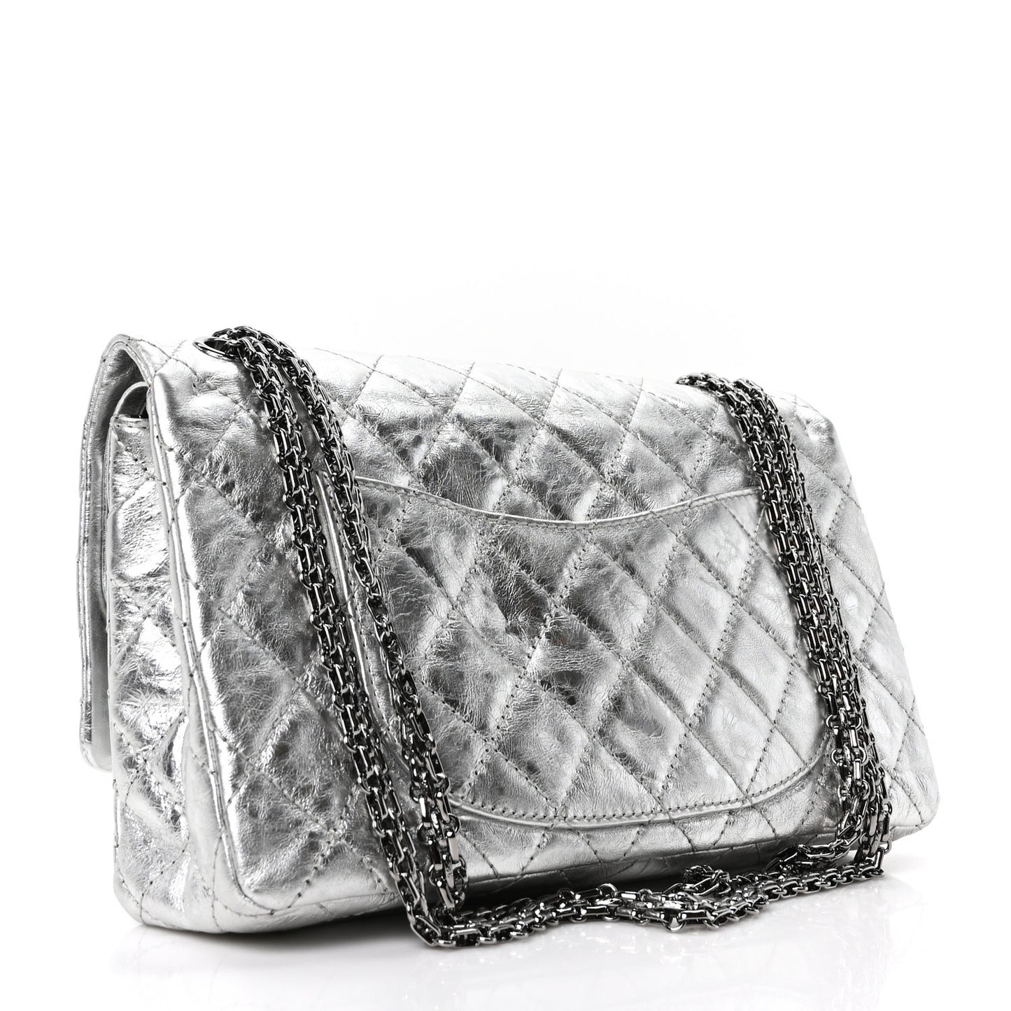 Metallic Aged Calfskin Quilted 2.55 Reissue 226 Flap Silver
