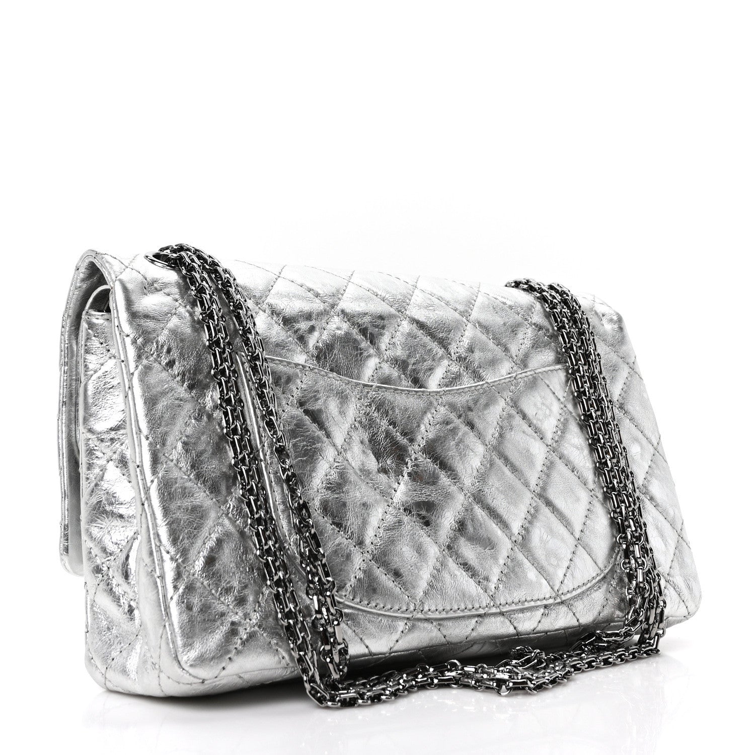 Chanel Metallic Aged Calfskin Quilted 2.55 Reissue 226 Flap Silver 4 of 19
