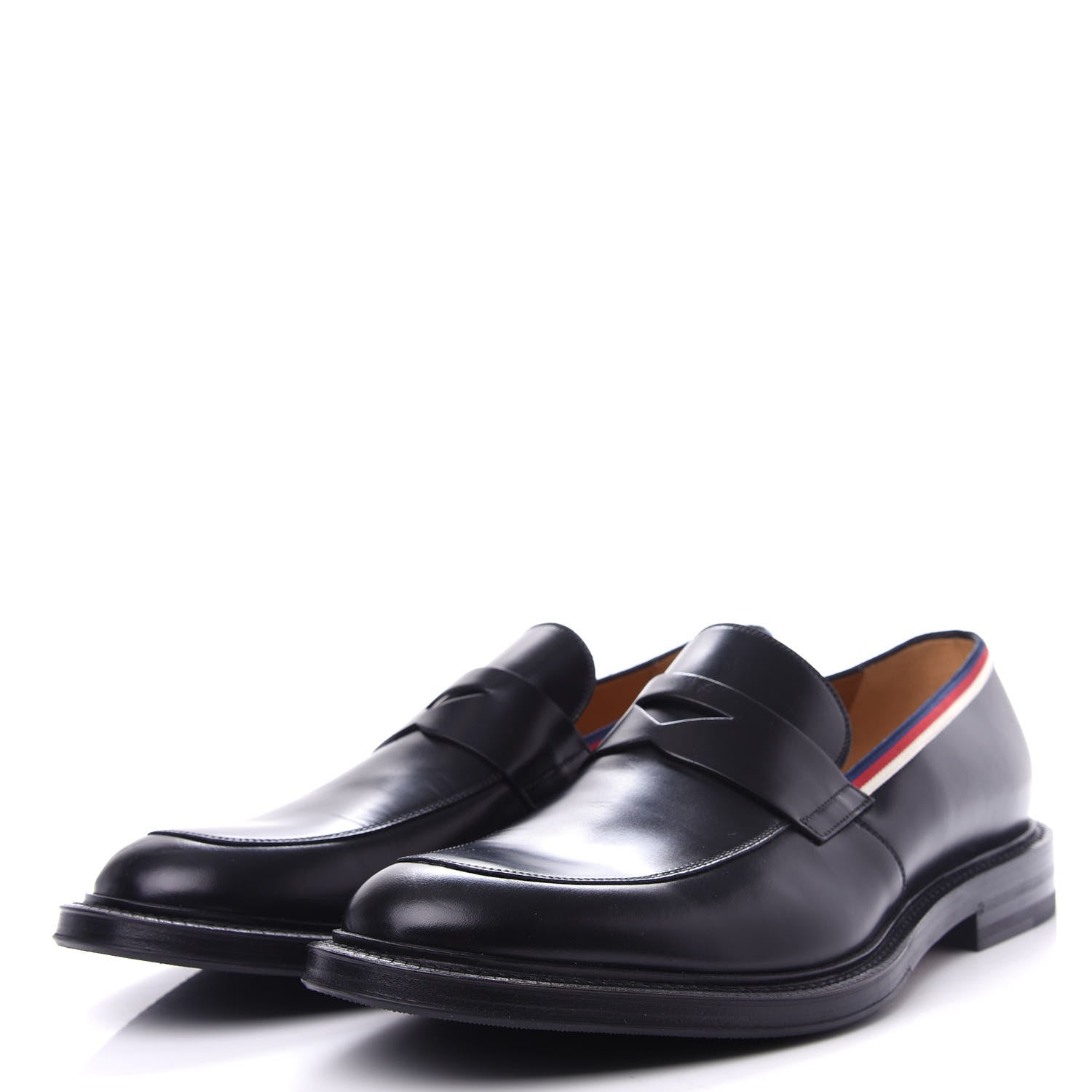 Gucci Calfskin Mens Web Sylvie Loafers 10.5 Black 3 of 12