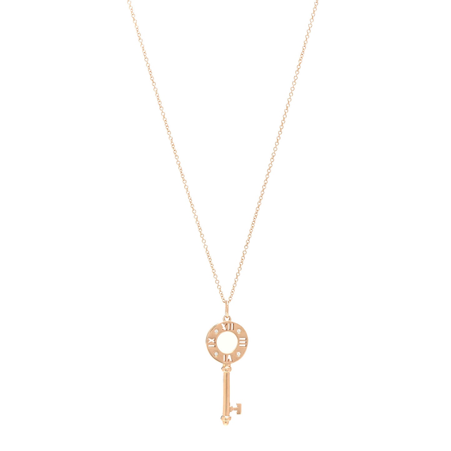 18K Rose Gold Diamond Atlas Pierced Key Pendant Necklace