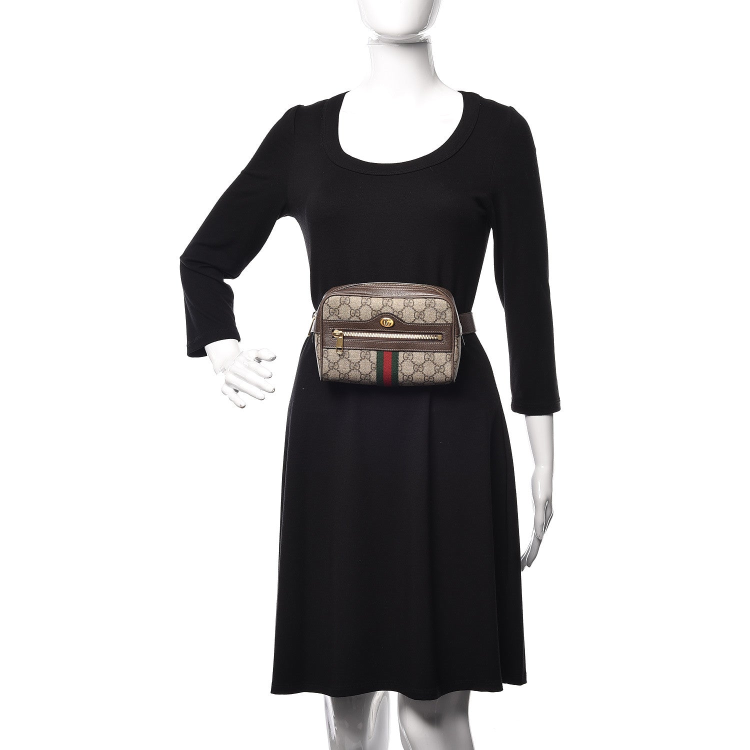 Gucci GG Supreme Monogram Web Small Ophidia Belt Bag 85 34 Dark Brown 2 of 9