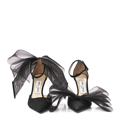Jimmy Choo Grosgrain Aveline Bow 100 Sandals 36.5 Black 2 of 7