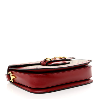 Gucci GG Supreme Monogram Azalea Calfskin Horsebit 1955 Shoulder Bag Beige Ebony New Cherry Red 4 of 12