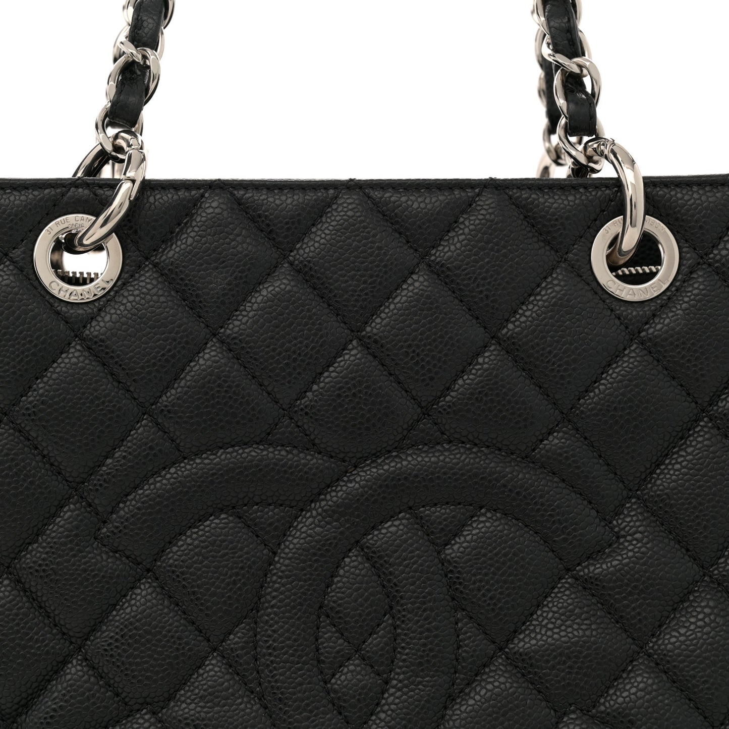 Caviar Quilted Grand Shopping Tote GST Black