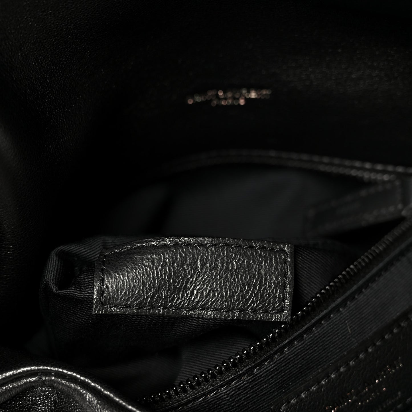 Lambskin Quilted Monogram Monochrome Medium Loulou Puffer Chain Satchel Black