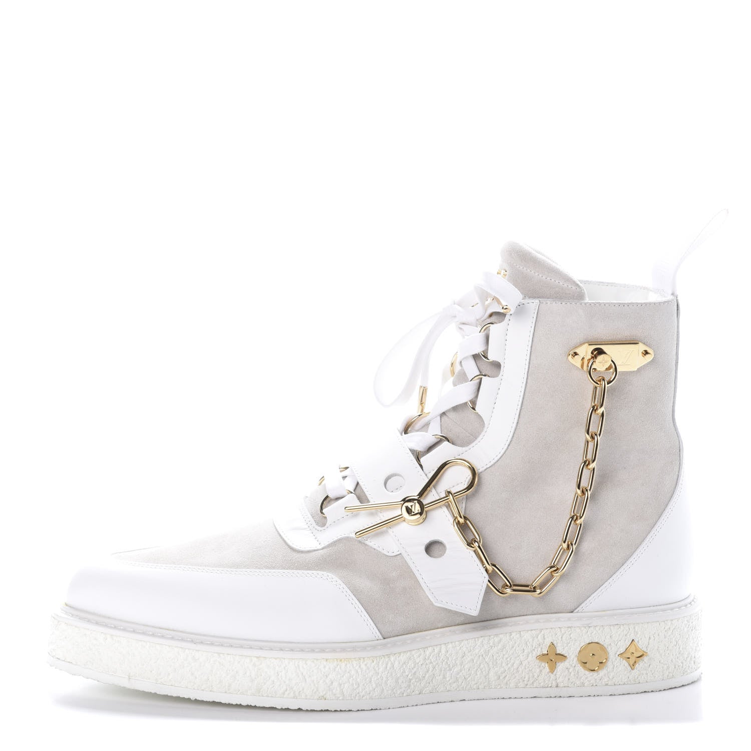 Louis Vuitton Calfskin Suede Mens Creeper Ankle Boot 10.5 White 1 of 7