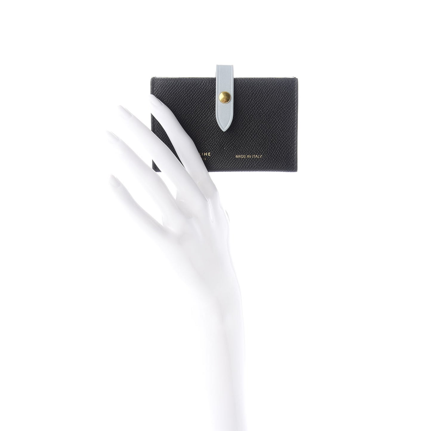 Grained Shiny Calfskin Accordion Card Holder Black