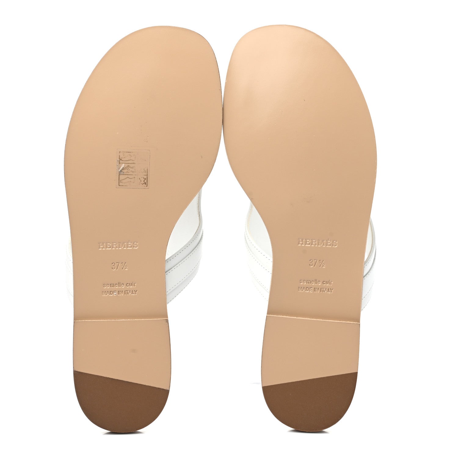 Hermes Calfskin Womens Elixir Sandals 37.5 White 7 of 8
