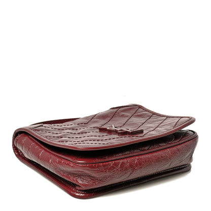 Saint Laurent Crinkled Calfskin Matelasse Monogram Niki Chain Wallet Dark Legion Red 4 of 10