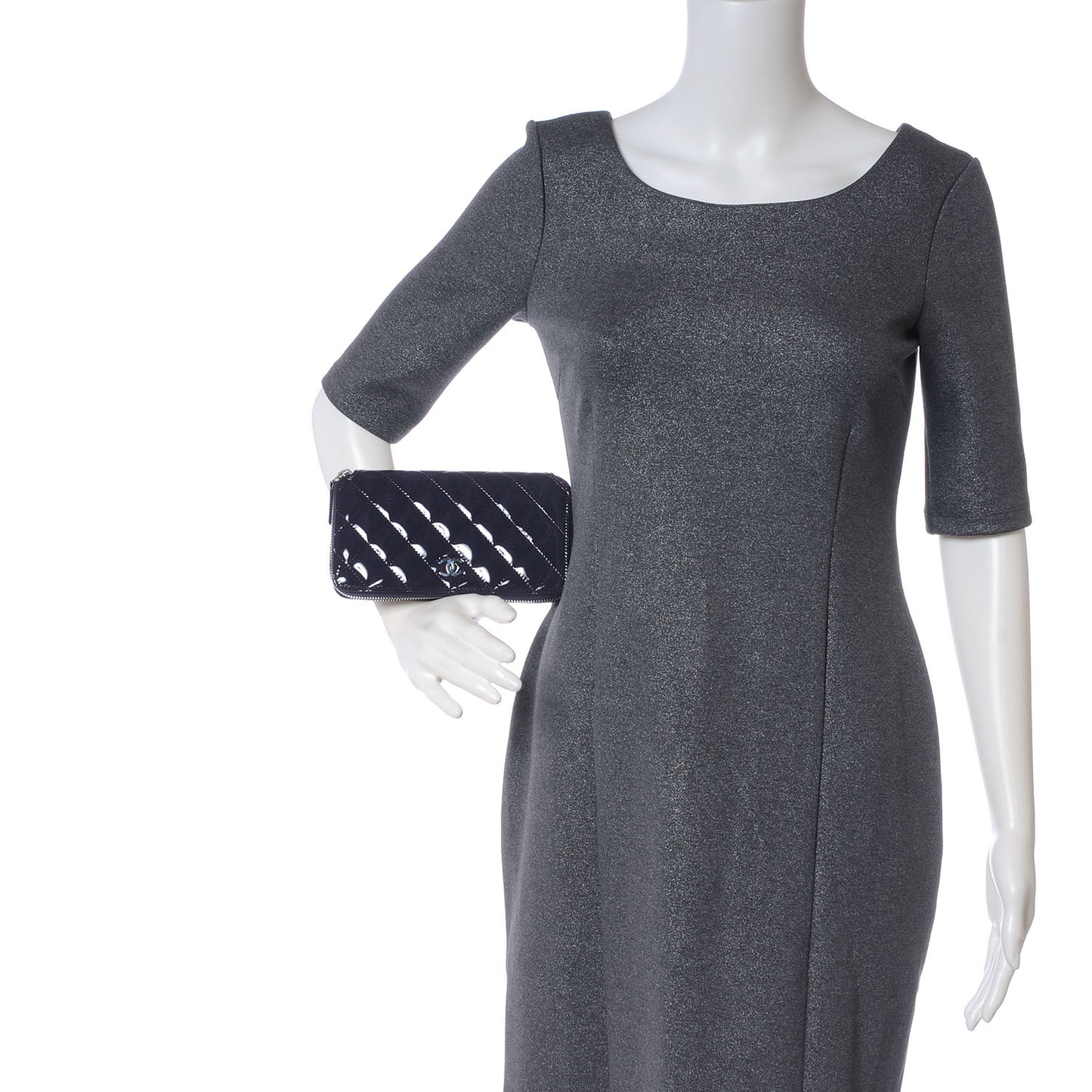 Patent Quilted Large Zip Around Wallet Purple