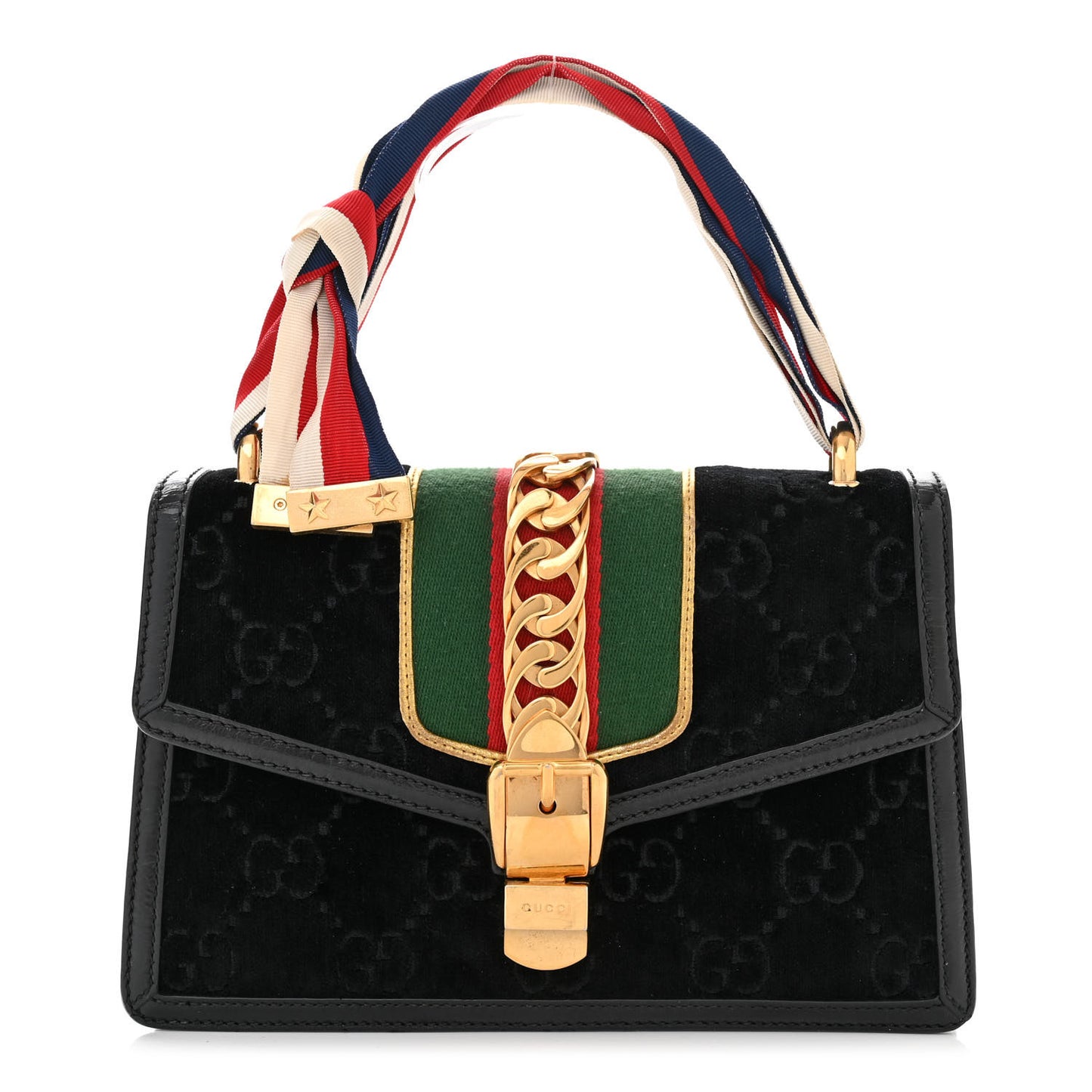 Velvet GG Monogram Small Sylvie Shoulder Bag Black