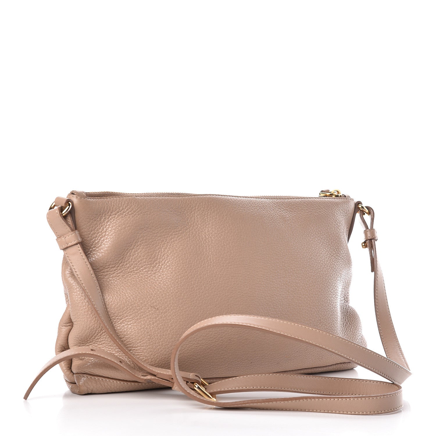 Prada Vitello Daino Zippered Shoulder Bag Cammeo 3 of 14