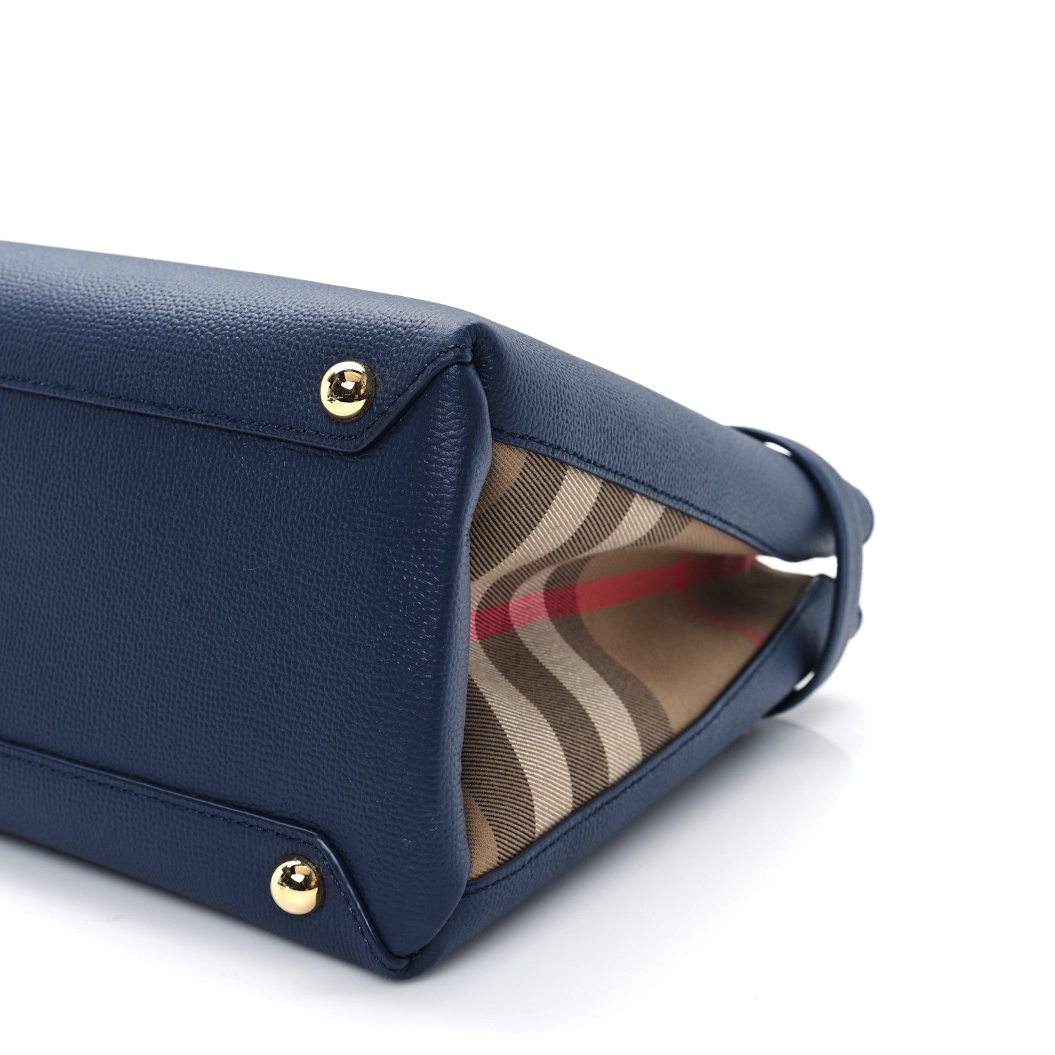 Burberry Derby Calfskin Vintage Check Medium Banner Tote Regency Blue 12 of 13
