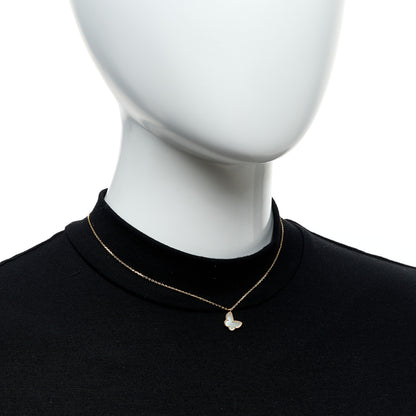 Van Cleef & Arpels 18K Yellow Gold Mother of Pearl Sweet Alhambra Butterfly Pendant Necklace 6 of 6