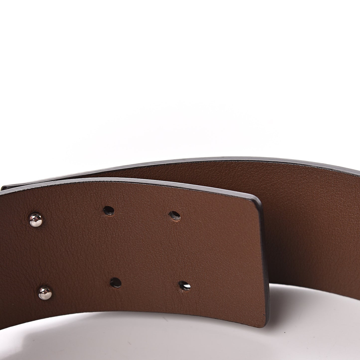 Calfskin Horsebit Wide Belt 80 32 Brown