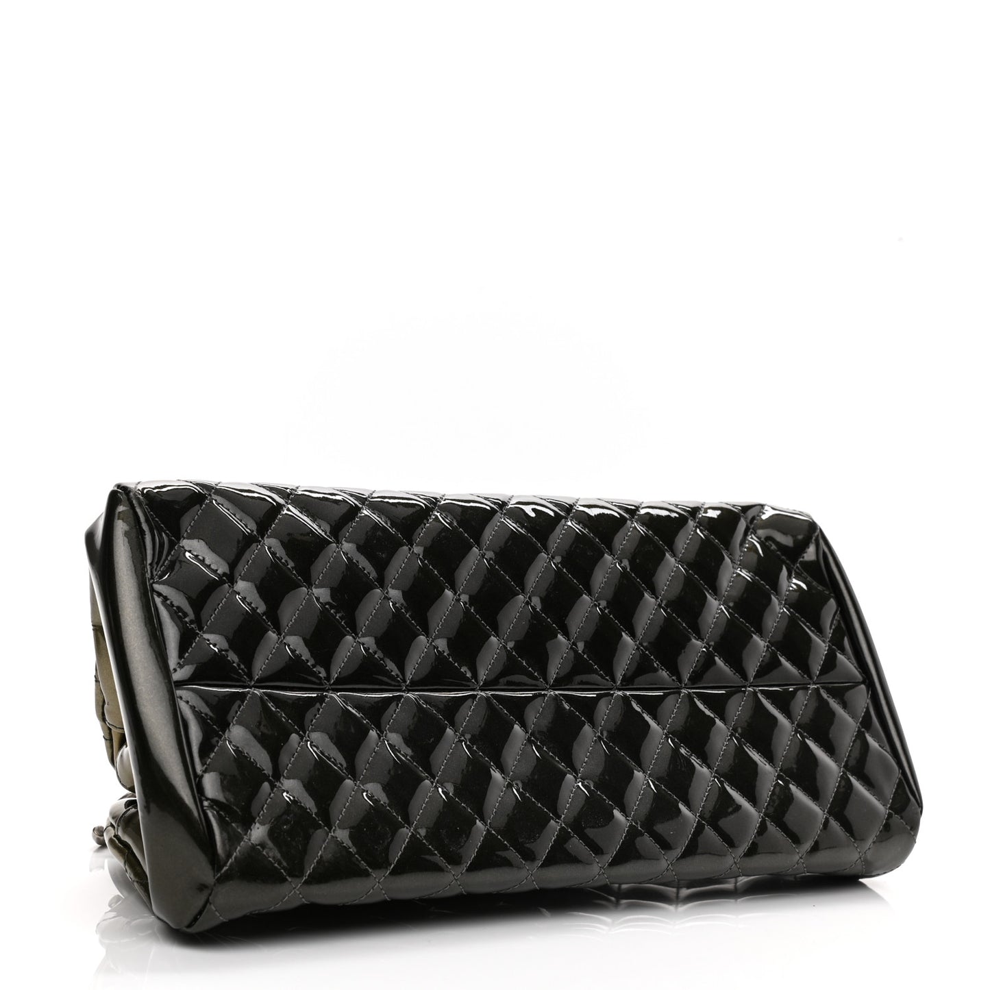 Metallic Patent Quilted Medium Just Mademoiselle Bowling Bag Green Degrade