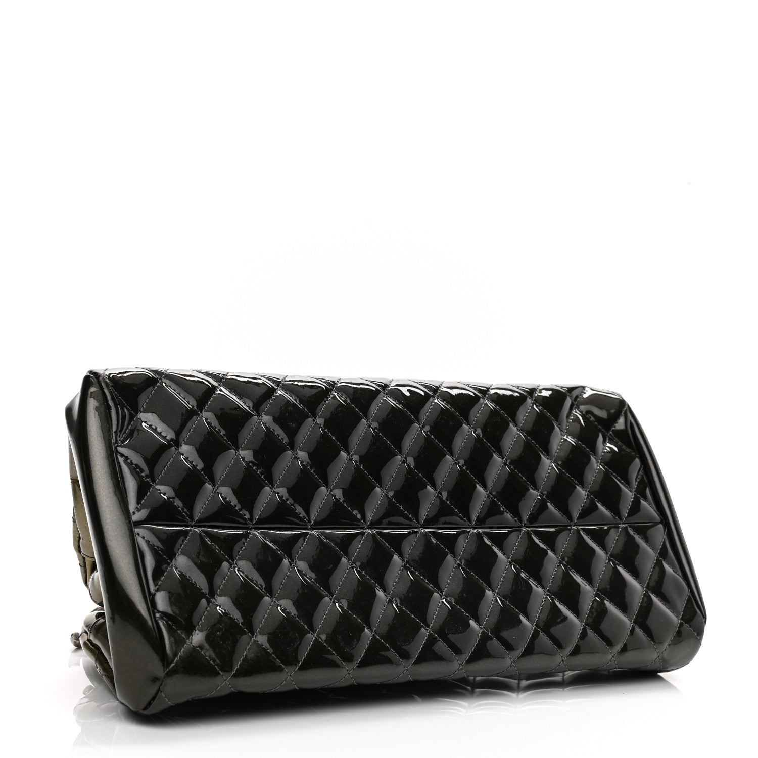 Chanel Metallic Patent Quilted Medium Just Mademoiselle Bowling Bag Green Degrade 4 of 12