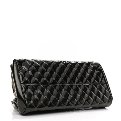 Chanel Metallic Patent Quilted Medium Just Mademoiselle Bowling Bag Green Degrade 4 of 12