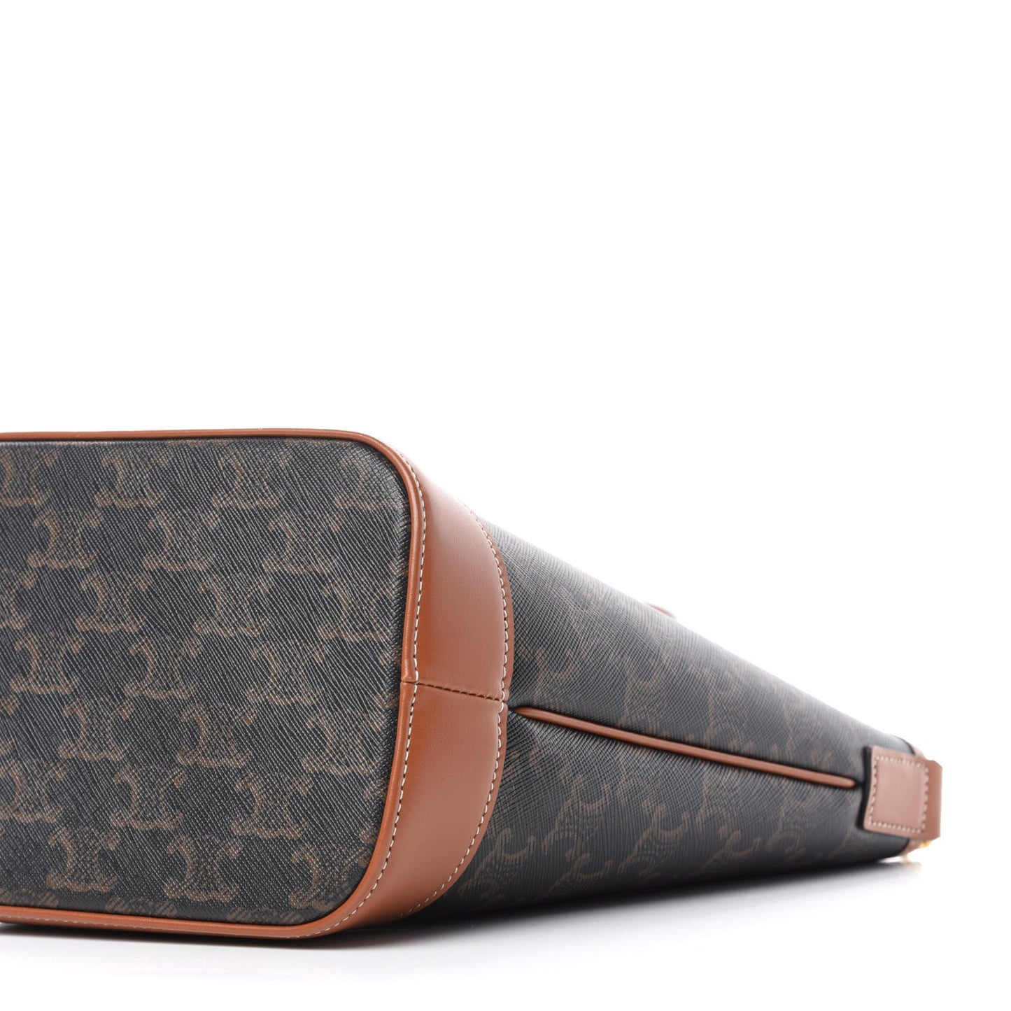 Triomphe Canvas Calfskin Small Bucket Bag Tan