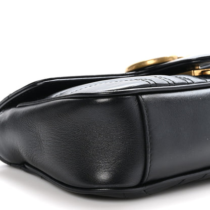Gucci Calfskin Matelasse Mini GG Marmont Shoulder Bag Black 10 of 14