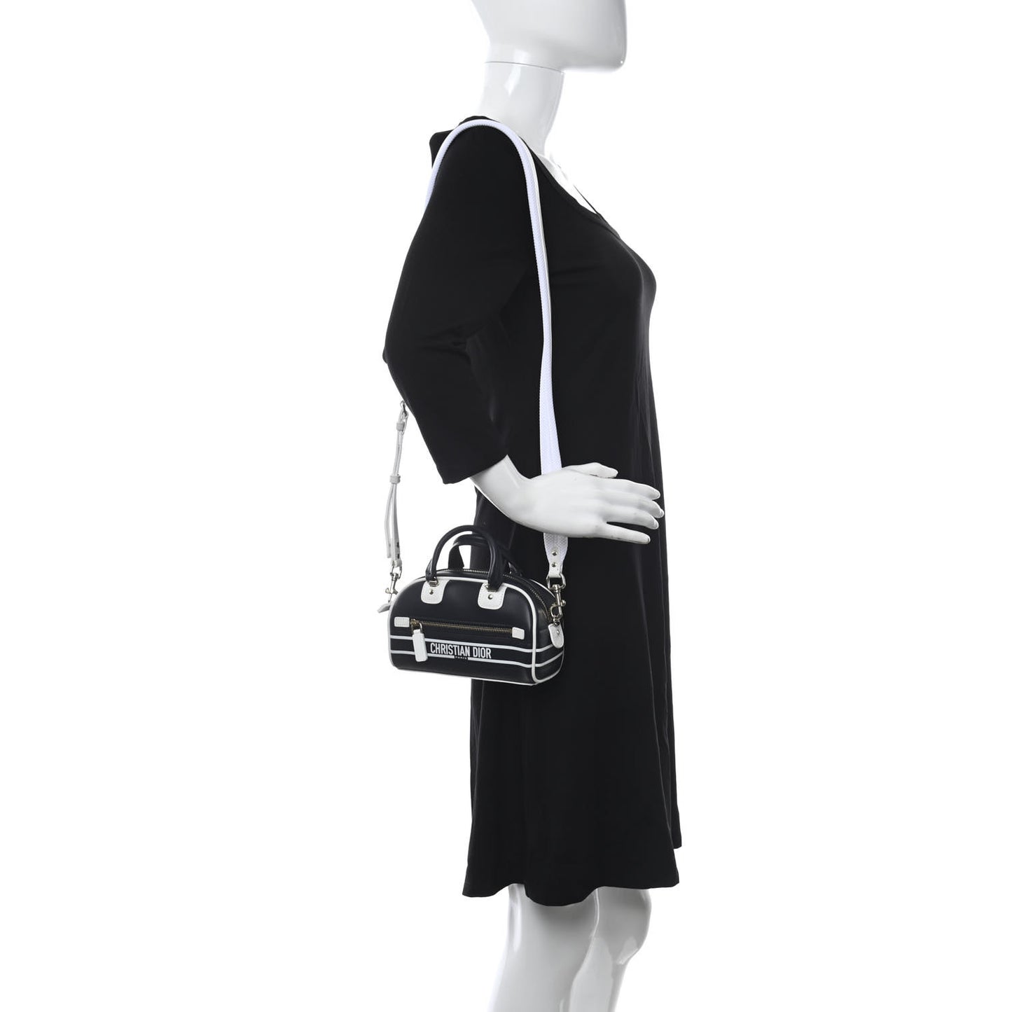 Calfskin Micro Dior Vibe Zip Bowling Bag Blue White