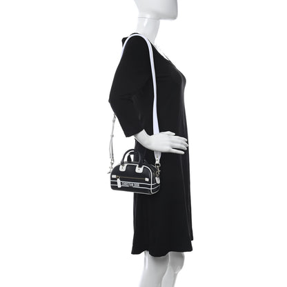 Christian Dior Calfskin Micro Dior Vibe Zip Bowling Bag Blue White 2 of 10