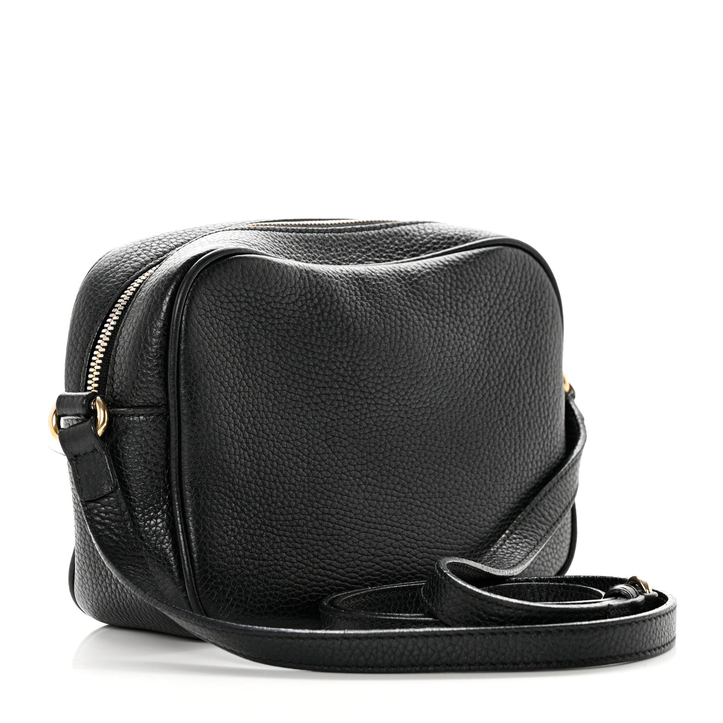 Pebbled Calfskin Small Soho Disco Bag Black