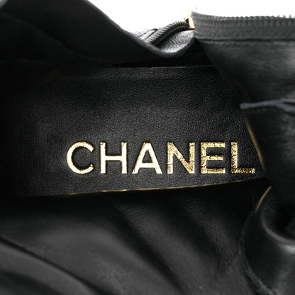 Chanel Shiny Calfskin Patent Quilted Chain Lace Up Combat Boots 40 Black 7 of 9