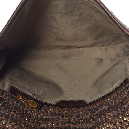 Stella McCartney Metallic Woven Boucle Fold Over Falabella Shoulder Bag Gold 5 of 9