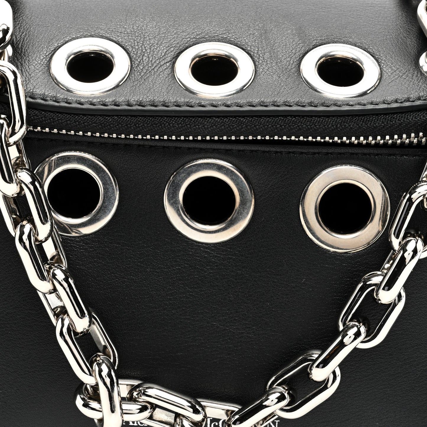 Calfskin Biker Embellished Belt Bag Black