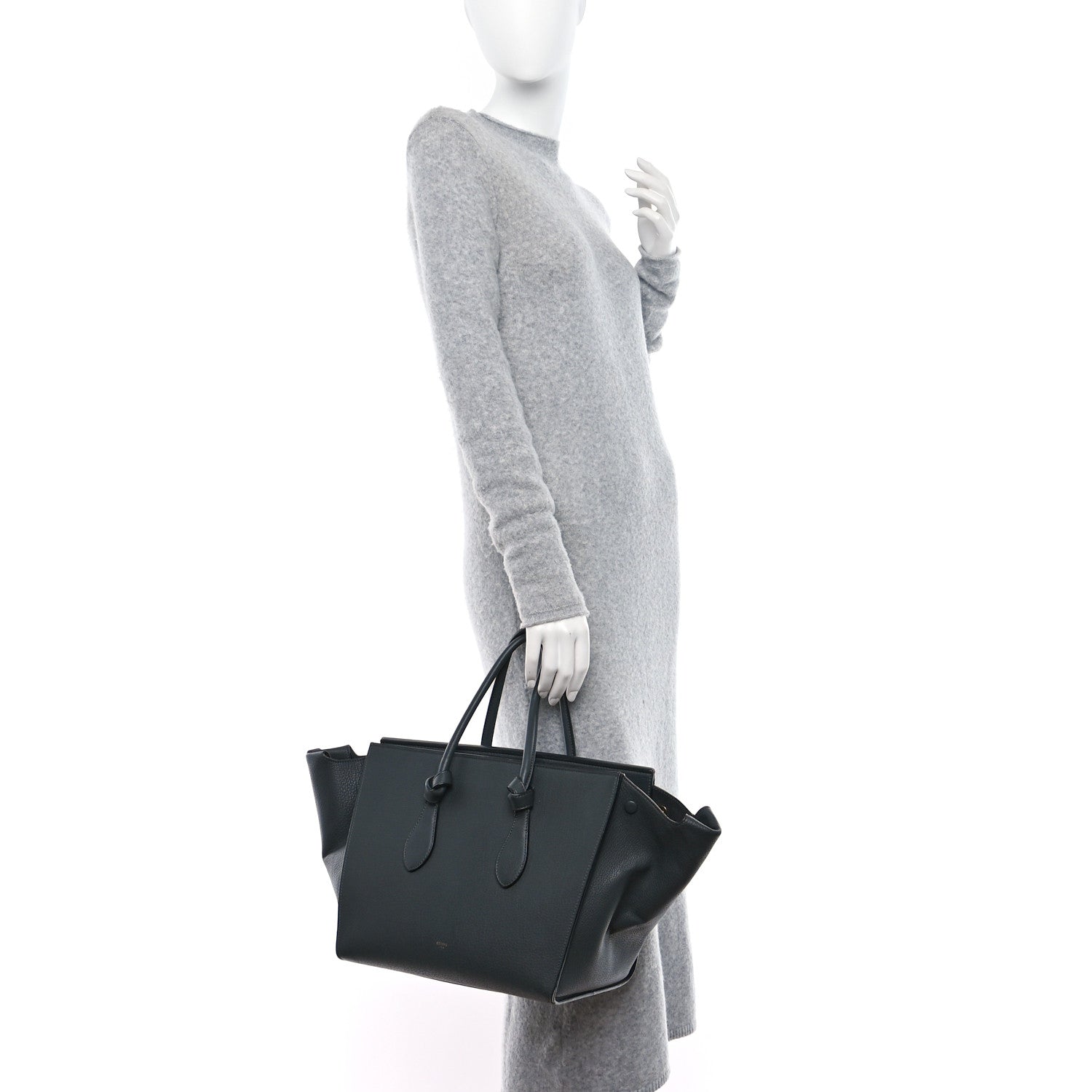 Celine Grained Calfskin Small Tie Knot Tote Anthracite 2 of 15