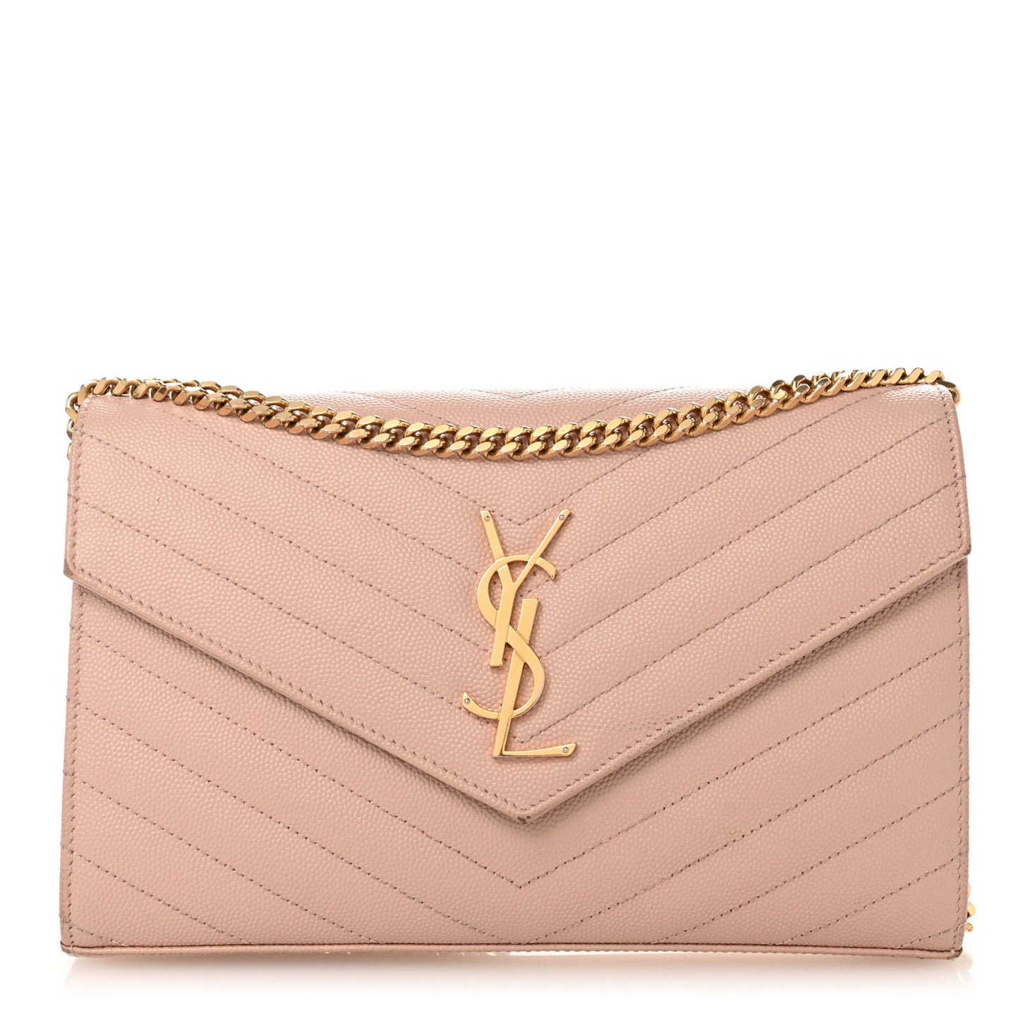 Grain De Poudre Matelasse Chevron Monogram Chain Wallet Pale Pink