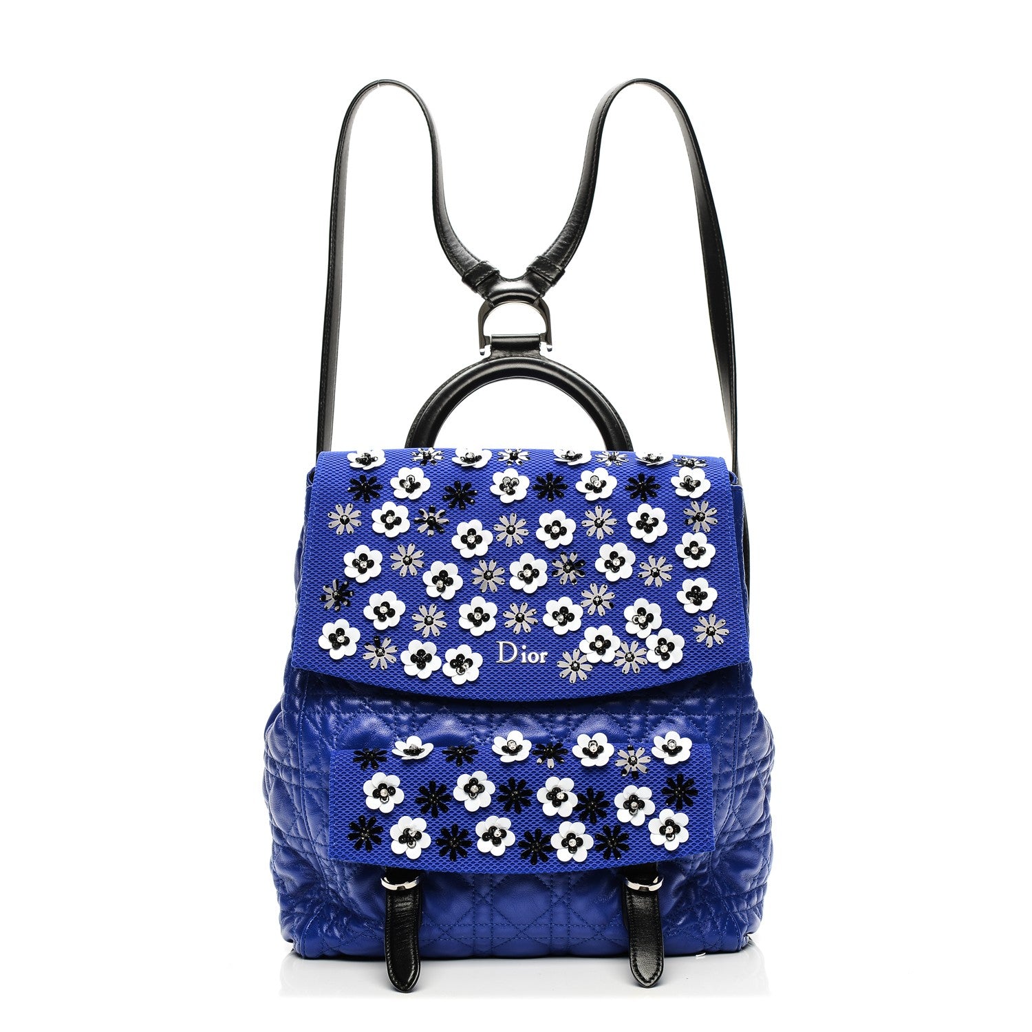 Christian Dior Lambskin Cannage Embroidered Large Stardust Backpack Blue 1 of 7