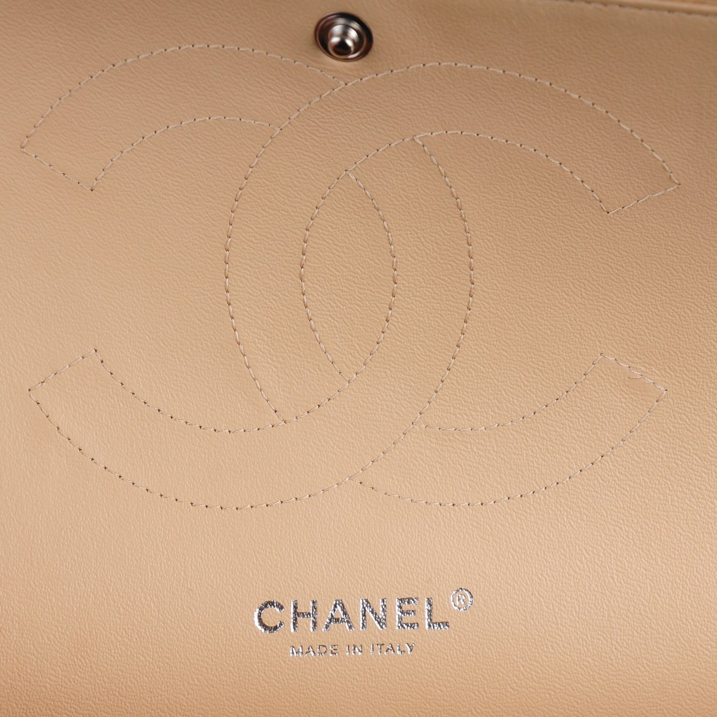 Caviar Quilted Jumbo Double Flap Beige Clair