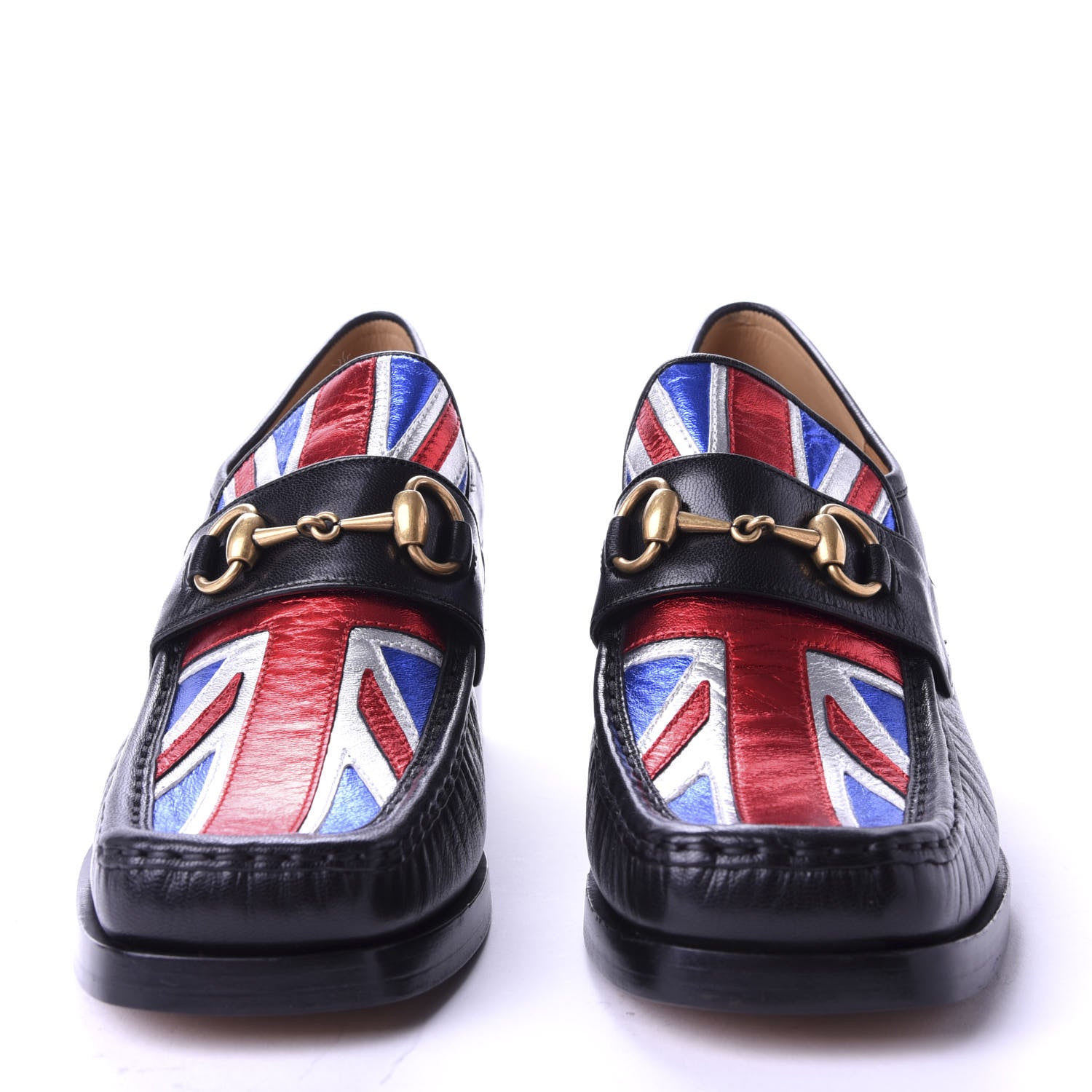 Gucci Lambskin Union Jack Horsebit Loafer Pumps 41.5 Black 2 of 10