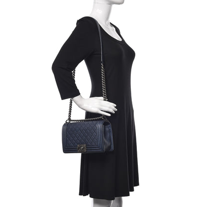 Chanel Metallic Calfskin Quilted Medium Boy Flap Blue 2 of 10