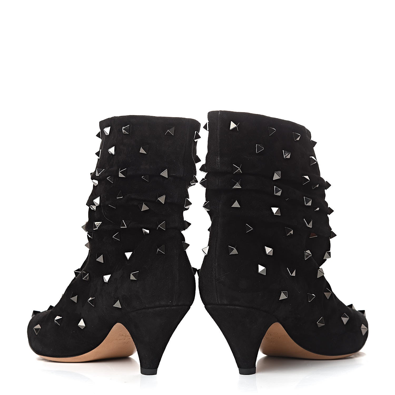 Valentino Garavani Suede Rockstud Scrunch Ankle Booties 39 Black 11 of 12
