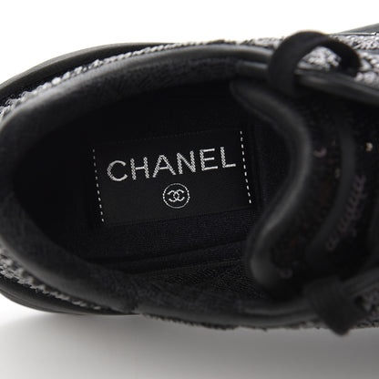 Chanel Sequin CC Sneakers 37.5 Black 7 of 9